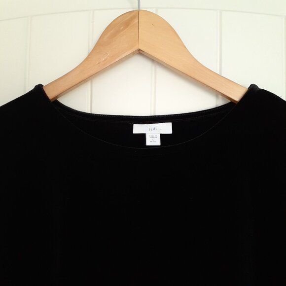 J. Jill Velvet 3/4 Sleeve Round Neck Top in Black Size LP Petite - Picture 4 of 11